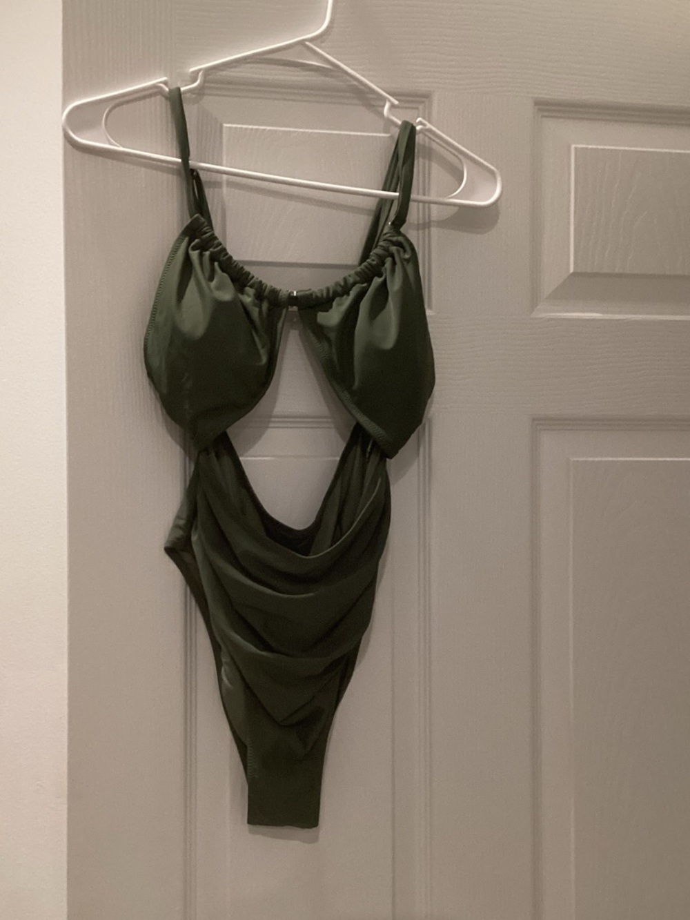 Olive Green Draped One-Piece Bodysuit